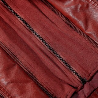 Foto 7 | Chaqueta Tanming De Piel Sintética Con Capucha Extraíble Para Mujer, Color Rojo - Venta Internacional.