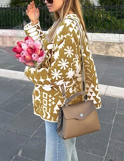 Foto 3 | Chaqueta Acolchada Yimoon Para Mujer, Ligera, Con Estampado Floral, Color Caqui - Venta Internacional.