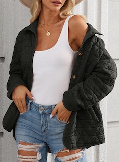 Foto 2 | Chaqueta Evaless, Ligera, Acolchada En Forma De Diamante, Para Mujer, Negra - Venta Internacional.