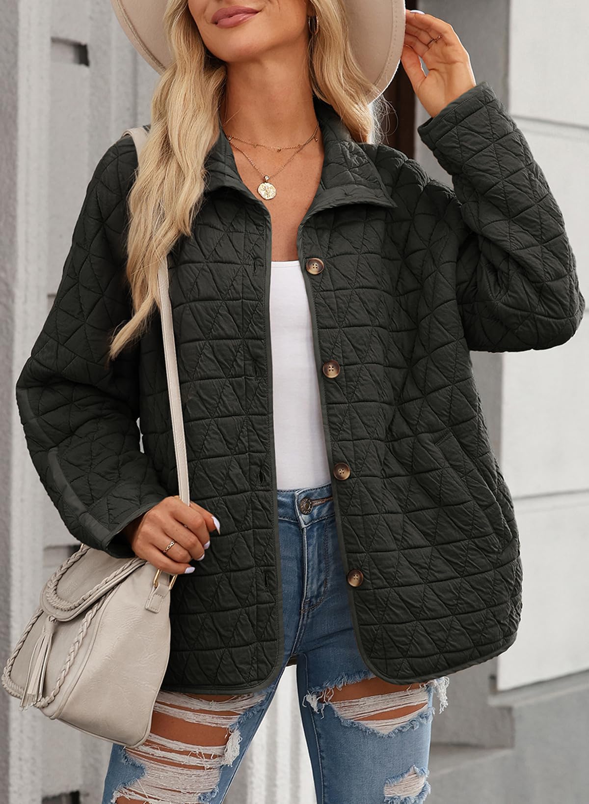 Foto 4 pulgar | Chaqueta Evaless, Ligera, Acolchada En Forma De Diamante, Para Mujer, Negra - Venta Internacional.
