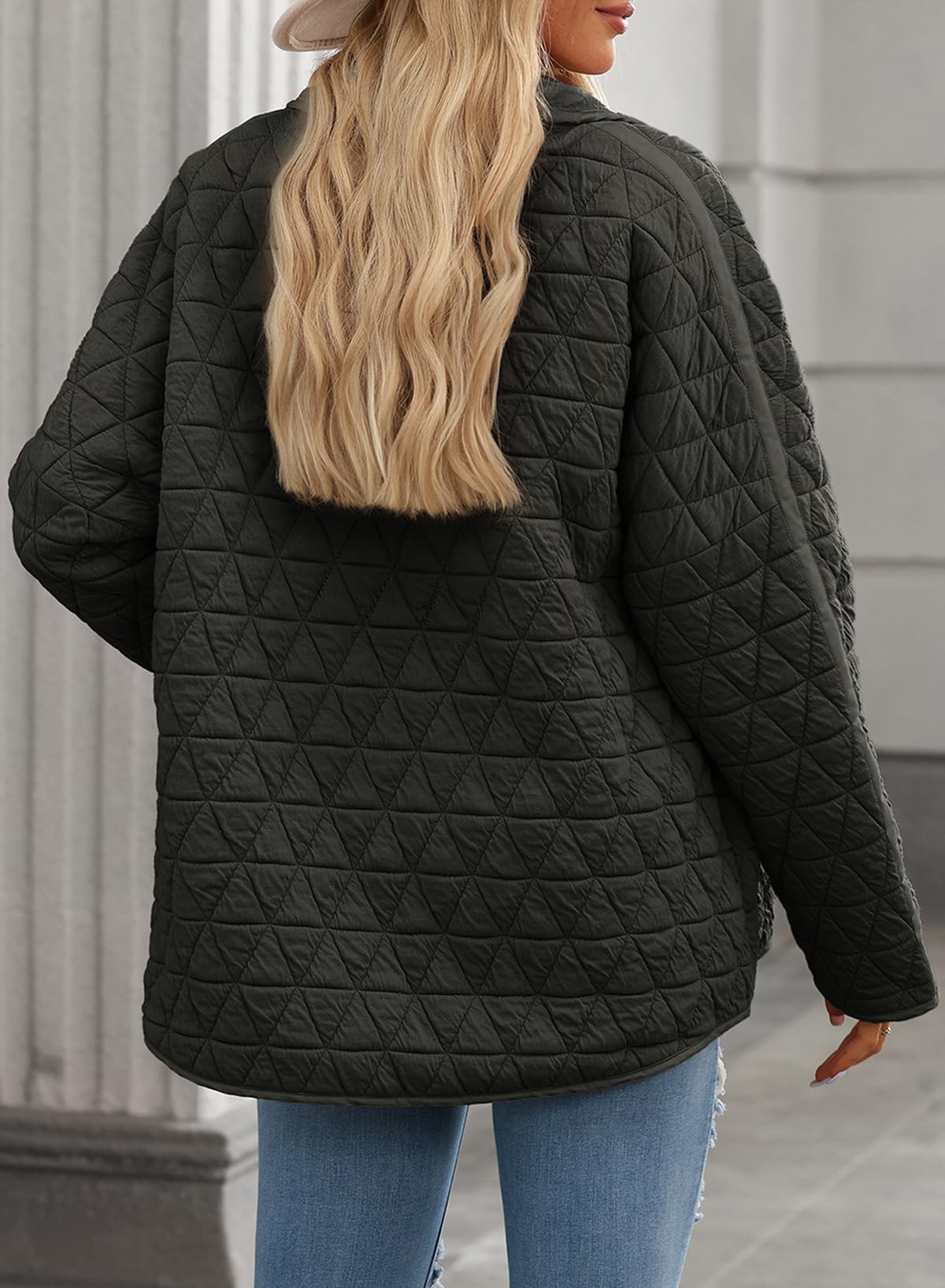 Foto 5 pulgar | Chaqueta Evaless, Ligera, Acolchada En Forma De Diamante, Para Mujer, Negra - Venta Internacional.