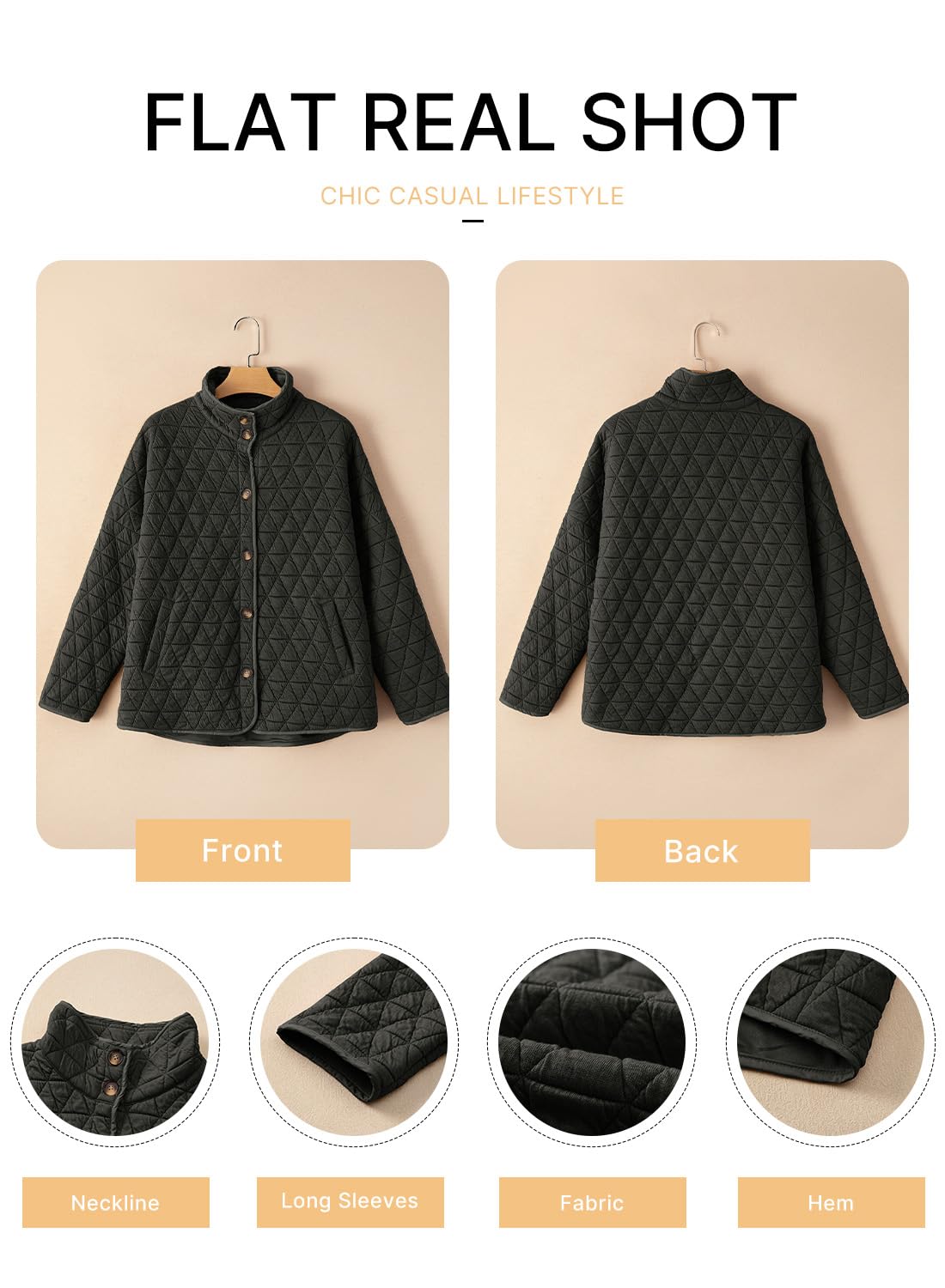Foto 6 pulgar | Chaqueta Evaless, Ligera, Acolchada En Forma De Diamante, Para Mujer, Negra - Venta Internacional.