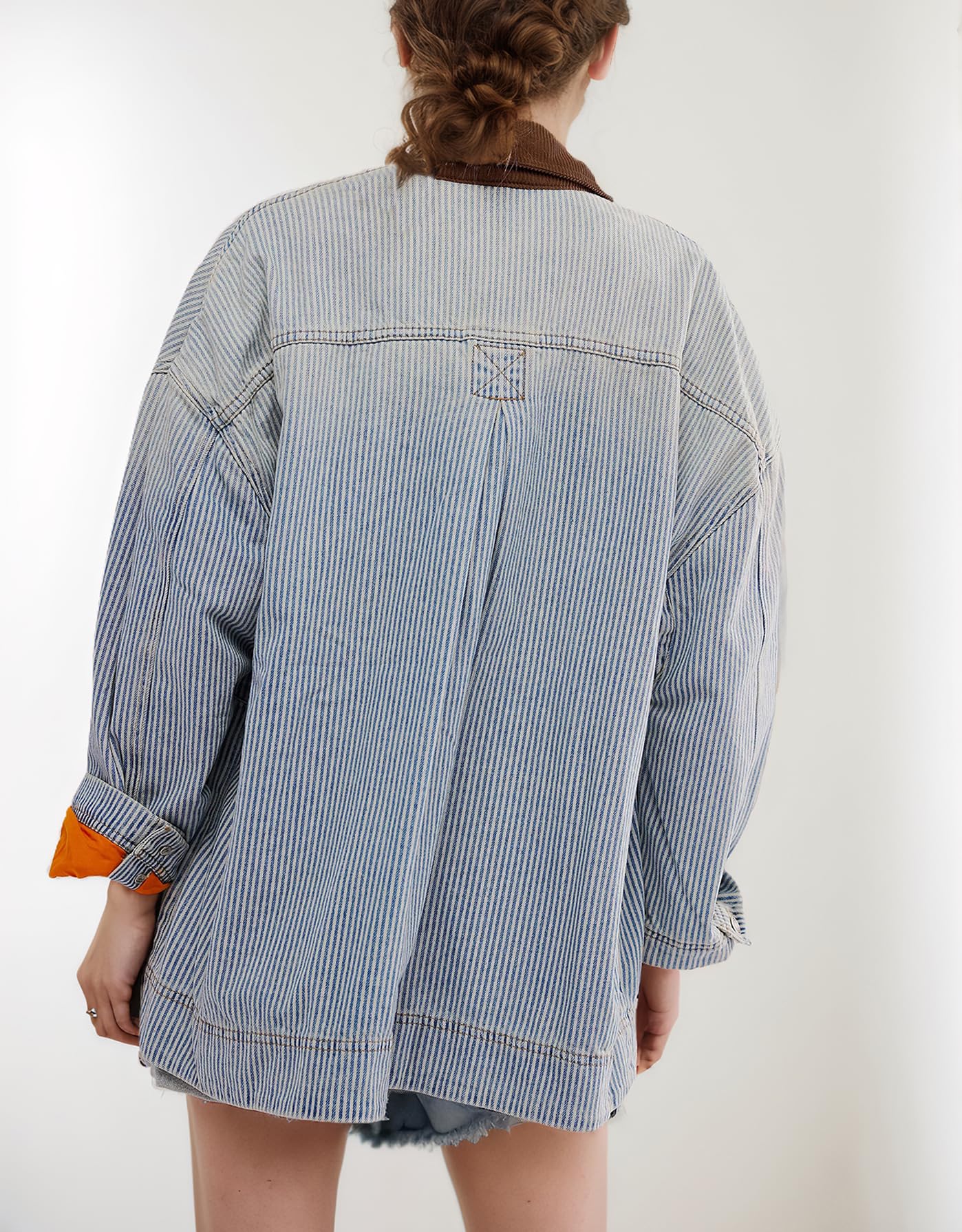 Foto 3 pulgar | Chaqueta Vaquera Kedera De Gran Tamaño A Rayas Azules Para Mujer 2024 - Venta Internacional.