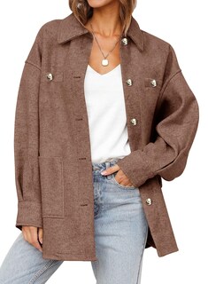 Foto 1 | Chaqueta Dokotoo Lady Fall Oversized Shackets 2024, Marrón, Talla Pequeña - Venta Internacional.