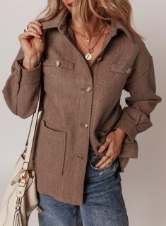 Foto 2 | Chaqueta Dokotoo Lady Fall Oversized Shackets 2024, Marrón, Talla Pequeña - Venta Internacional.