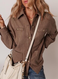 Foto 4 | Chaqueta Dokotoo Lady Fall Oversized Shackets 2024, Marrón, Talla Pequeña - Venta Internacional.