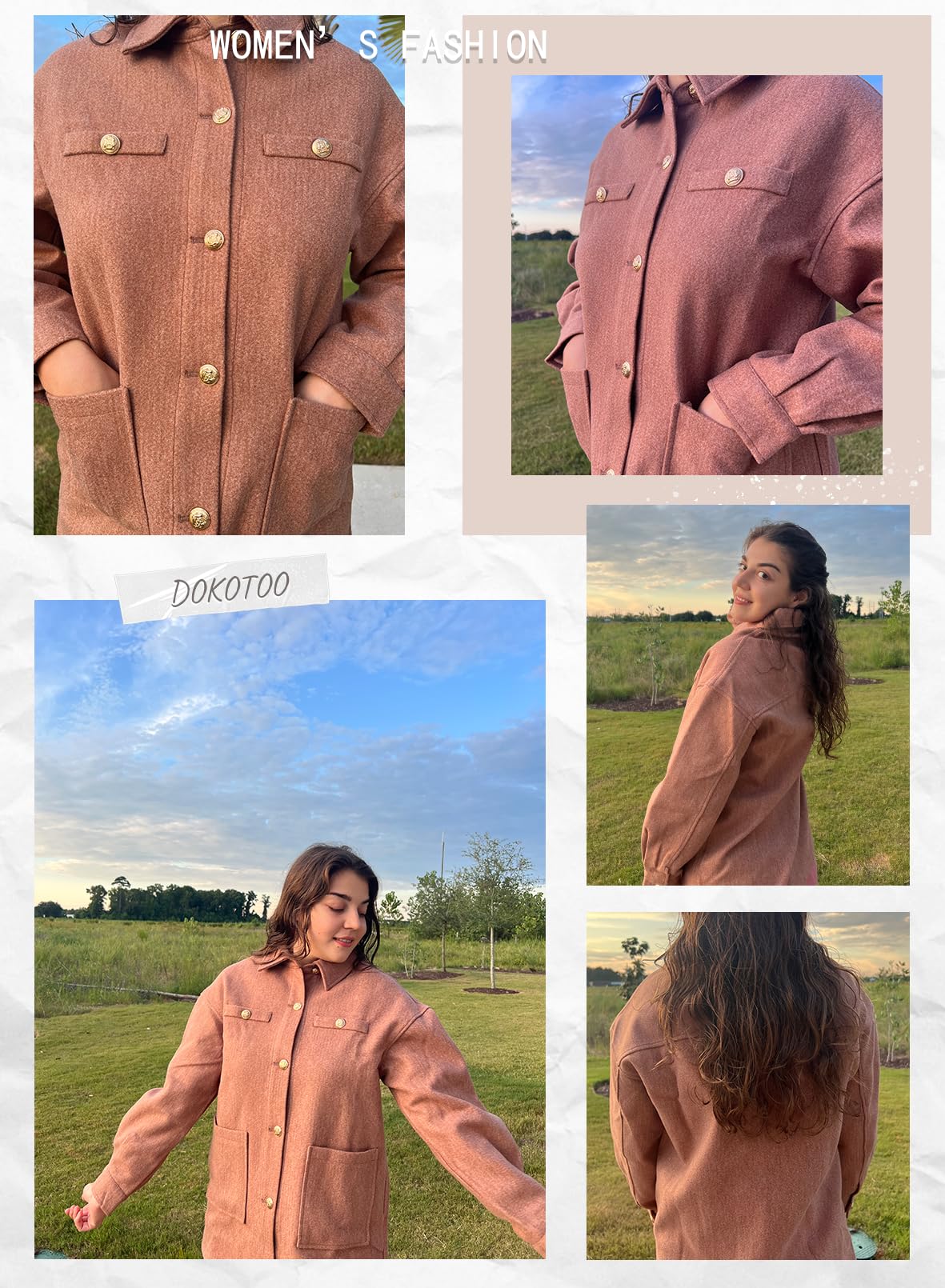 Foto 6 pulgar | Chaqueta Dokotoo Lady Fall Oversized Shackets 2024, Marrón, Talla Pequeña - Venta Internacional.