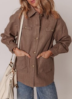 Foto 7 | Chaqueta Dokotoo Lady Fall Oversized Shackets 2024, Marrón, Talla Pequeña - Venta Internacional.