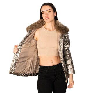 Foto 2 | Chamarra Greenlander Capitonada Brillante Cuello Alto Para Mujer