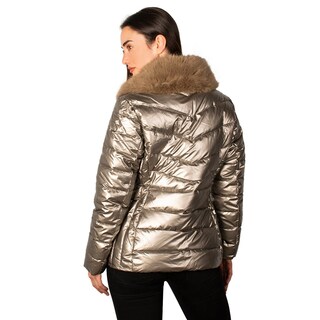 Foto 5 | Chamarra Greenlander Capitonada Brillante Cuello Alto Para Mujer