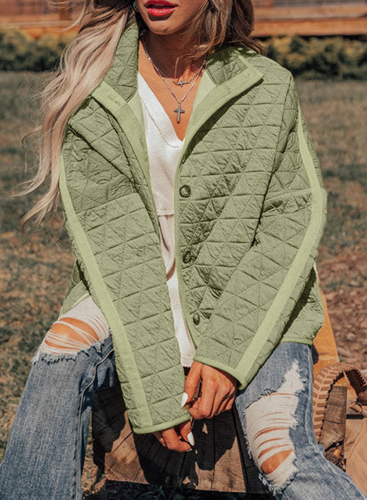 Foto 4 | Chaqueta Acolchada Evaless 2024 Fashion Para Mujer Verde Ahumado - Venta Internacional.
