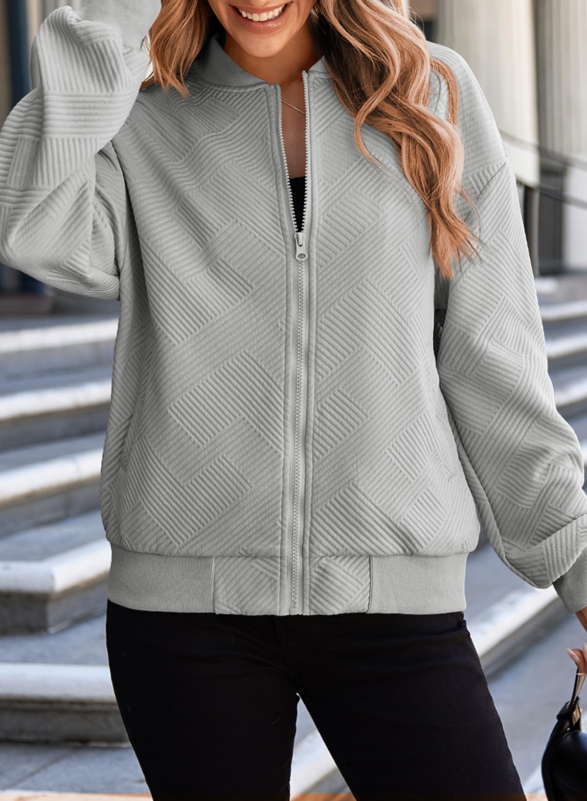 Foto 5 pulgar | Chaqueta Evaless Shacket Bomber Para Mujer, Cuello Alto Y Cremallera - Venta Internacional.