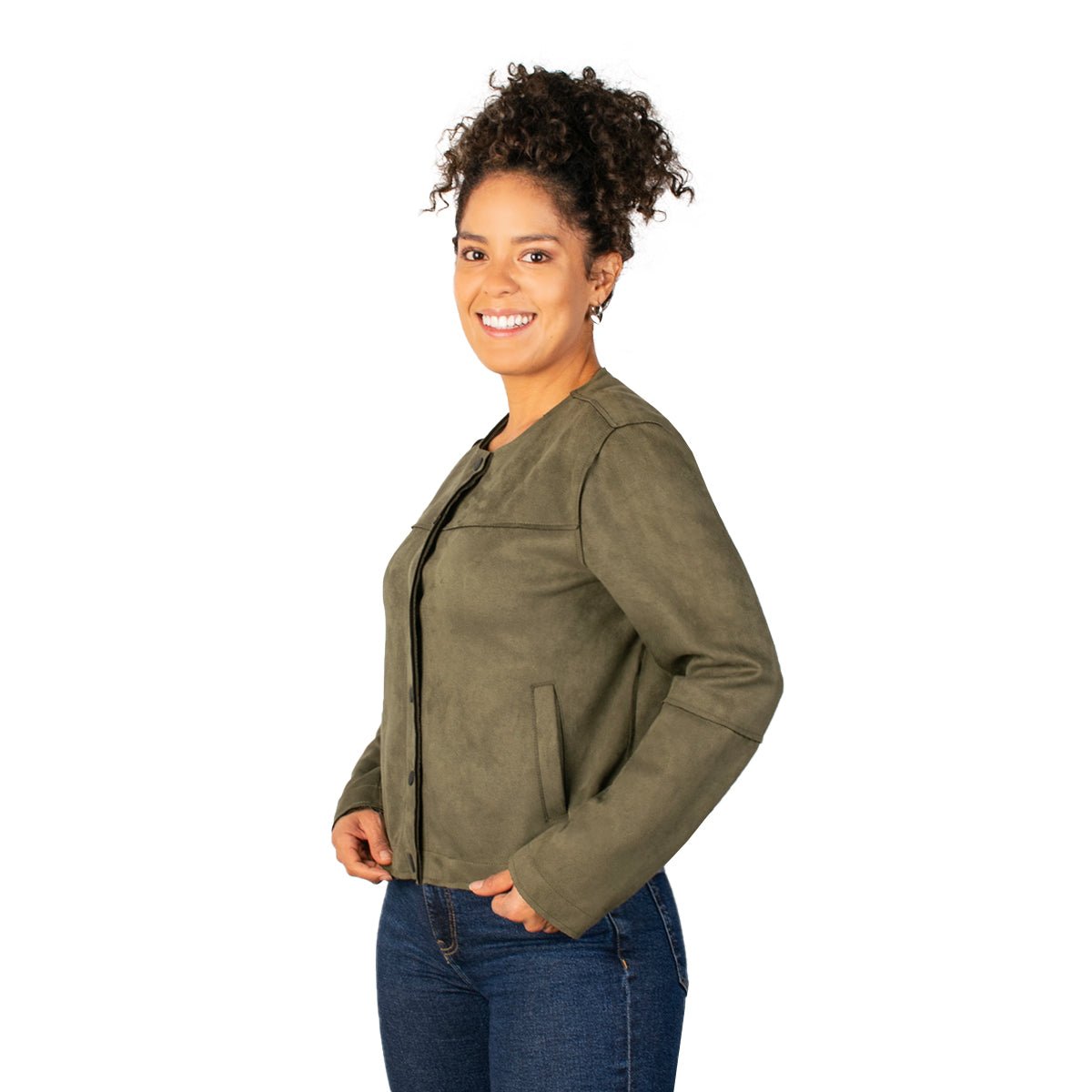 Foto 4 pulgar | Chamarra Greenlander Gamuza Con Botones Para Mujer
