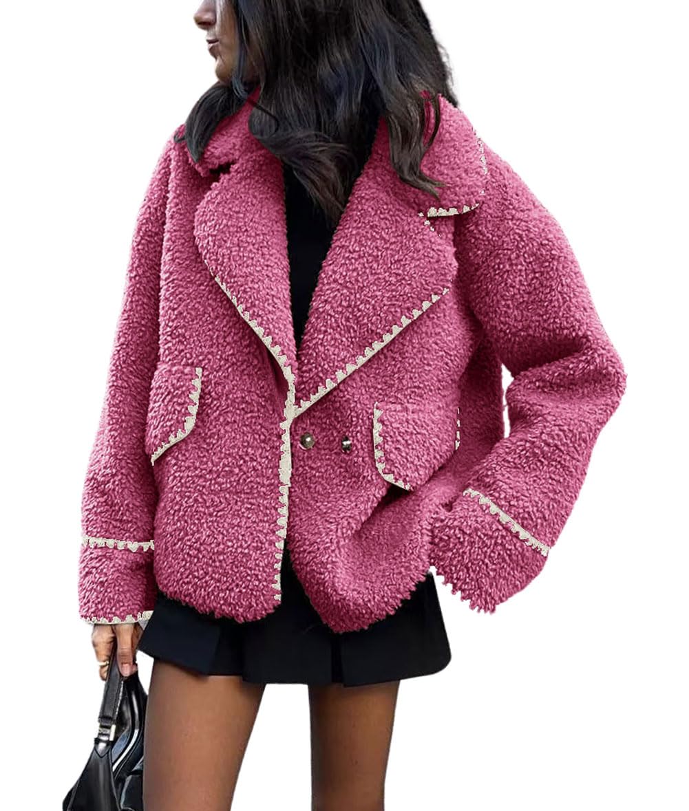 Foto 2 pulgar | Chaqueta Chouyatou De Piel Sintética Sherpa Bordada En Invierno Para Mujer - Venta Internacional.