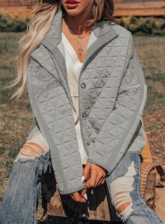 Foto 4 | Chaqueta Evaless Puffer Acolchada Para Mujer, A La Moda, Color Gris Claro - Venta Internacional.