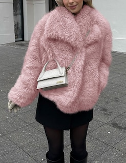 Foto 4 | Chaqueta De Piel Sintética Yimoon Con Solapa Corta En La Parte Delantera Abierta, Rosa, Para Mujer - Venta Internacion