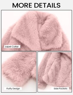 Foto 7 | Chaqueta De Piel Sintética Yimoon Con Solapa Corta En La Parte Delantera Abierta, Rosa, Para Mujer - Venta Internacion