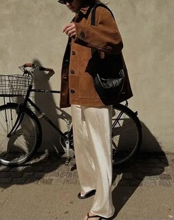 Foto 5 | Chaqueta Chouyatou Para Mujer, Piel Sintética De Gamuza, Color Marrón, Talla M - Venta Internacional.