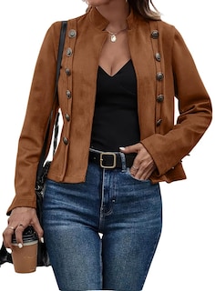 Foto 1 | Chaqueta Chouyatou Para Mujer, Piel Sintética De Gamuza, Color Marrón, Talla Xs - Venta Internacional.
