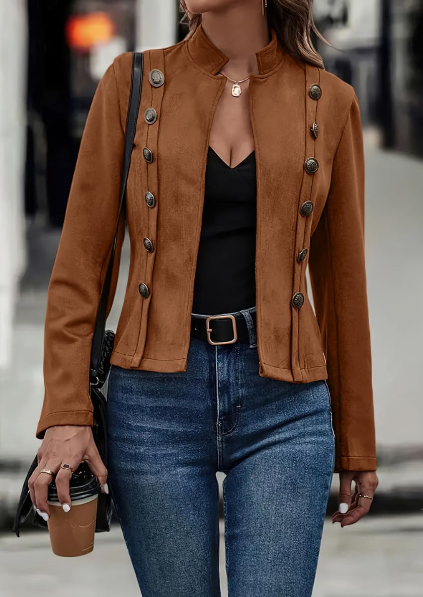 Foto 4 | Chaqueta Chouyatou Para Mujer, Piel Sintética De Gamuza, Color Marrón, Talla Xs - Venta Internacional.