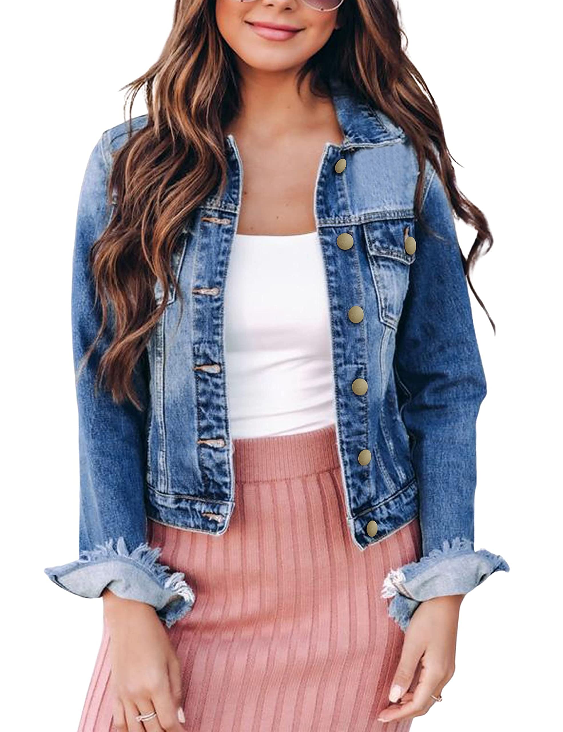 Foto 2 pulgar | Chaqueta Vaquera Para Mujer, Casual, Con Mangas Acampanadas, Color Azul - Venta Internacional.