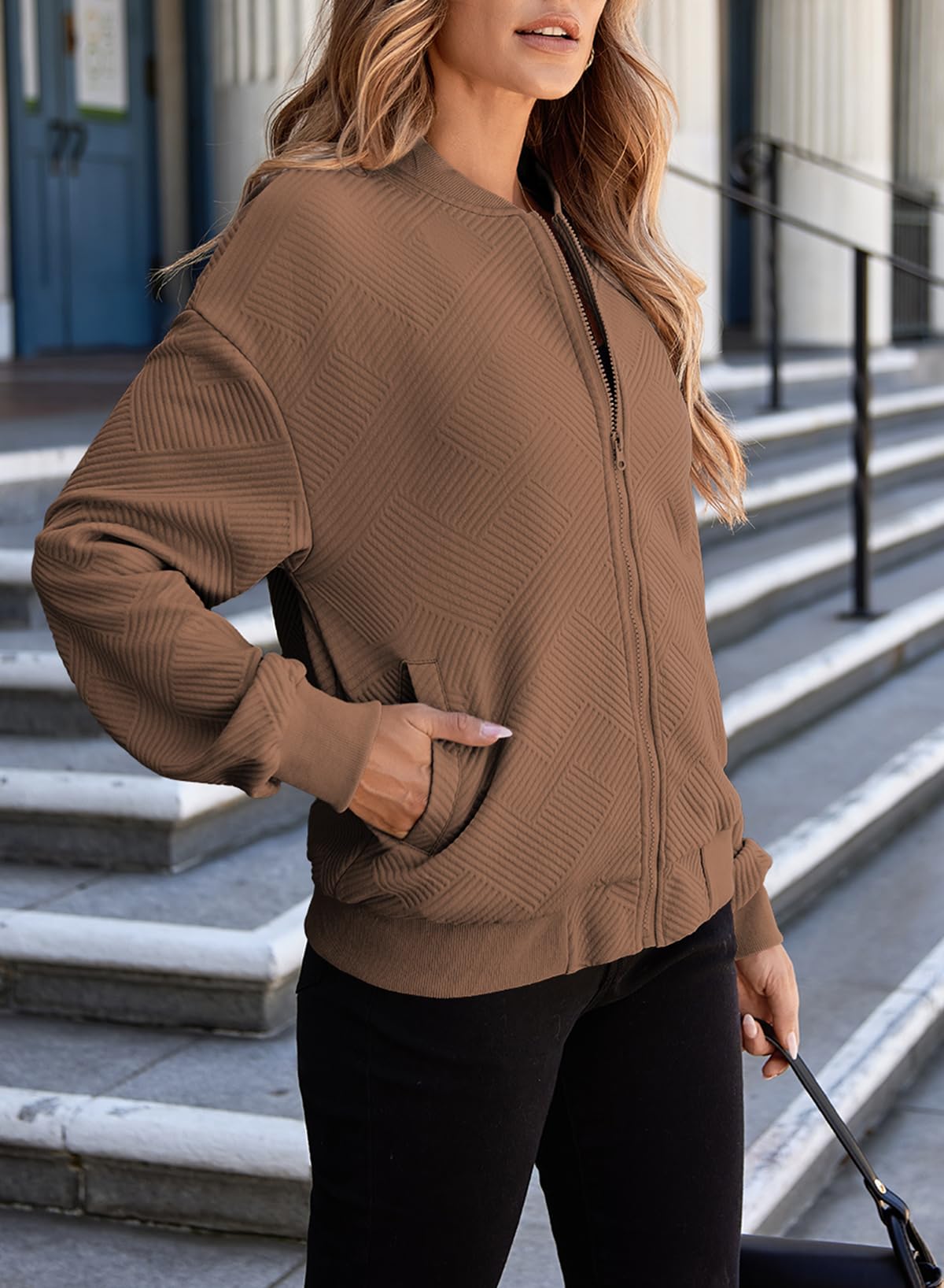 Foto 4 pulgar | Chaqueta Bomber Evaless, Ligera, Para Mujer, Talla L, Color Marrón - Venta Internacional.