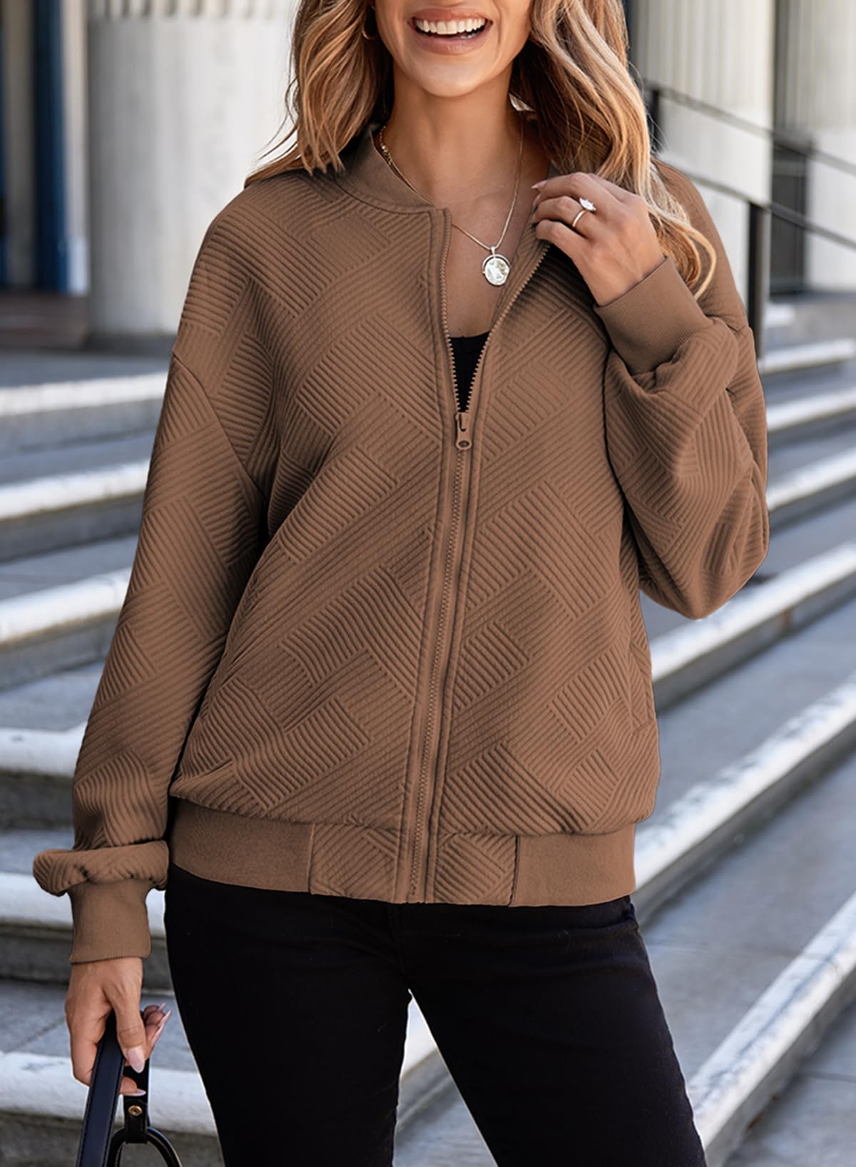Foto 5 pulgar | Chaqueta Bomber Evaless, Ligera, Para Mujer, Talla L, Color Marrón - Venta Internacional.