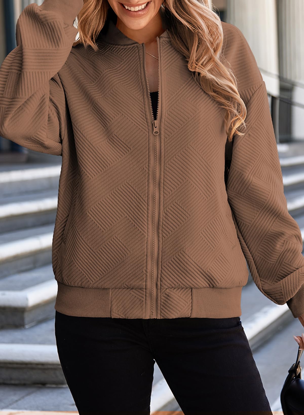 Foto 6 pulgar | Chaqueta Bomber Evaless, Ligera, Para Mujer, Talla L, Color Marrón - Venta Internacional.