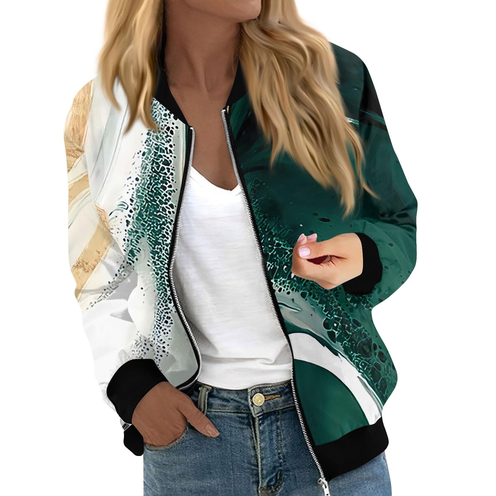 Foto 2 pulgar | Chaqueta Bomber Cotecram Lightning Deals Para Mujer, Color Verde Oscuro, Talla Xl - Venta Internacional.