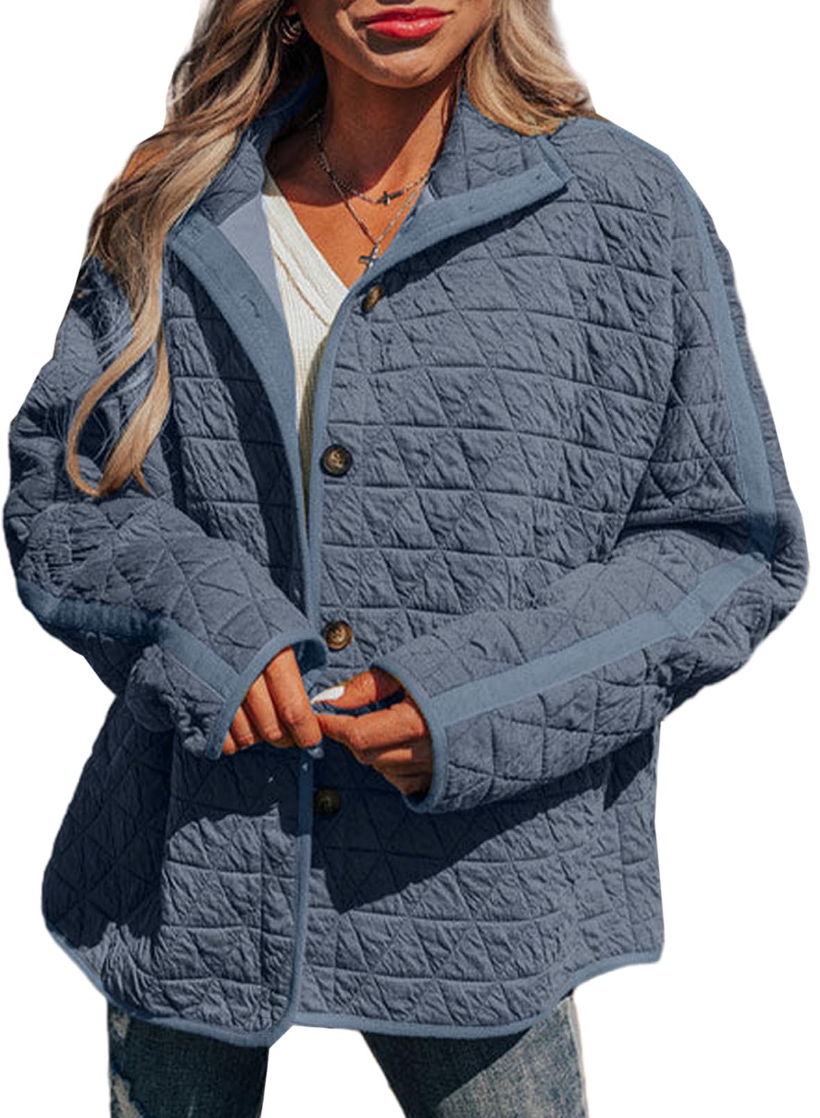 Foto 2 pulgar | Chaqueta Evaless Ligera Acolchada Para Mujer, Moda 2024, Azul - Venta Internacional.