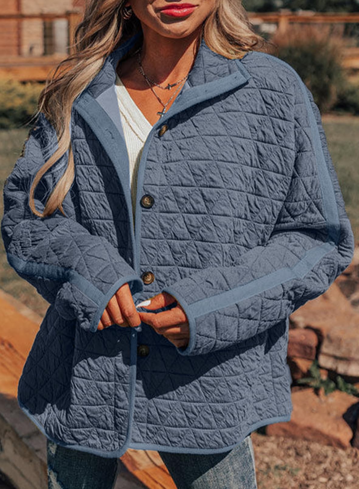 Foto 3 pulgar | Chaqueta Evaless Ligera Acolchada Para Mujer, Moda 2024, Azul - Venta Internacional.