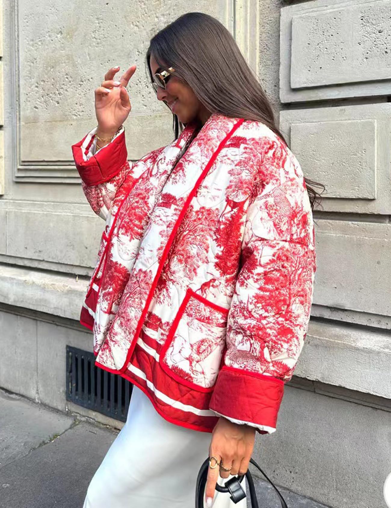 Foto 2 | Chaqueta Yimoon, Acolchada, Acolchada, Con Estampado Floral Vintage - Venta Internacional.