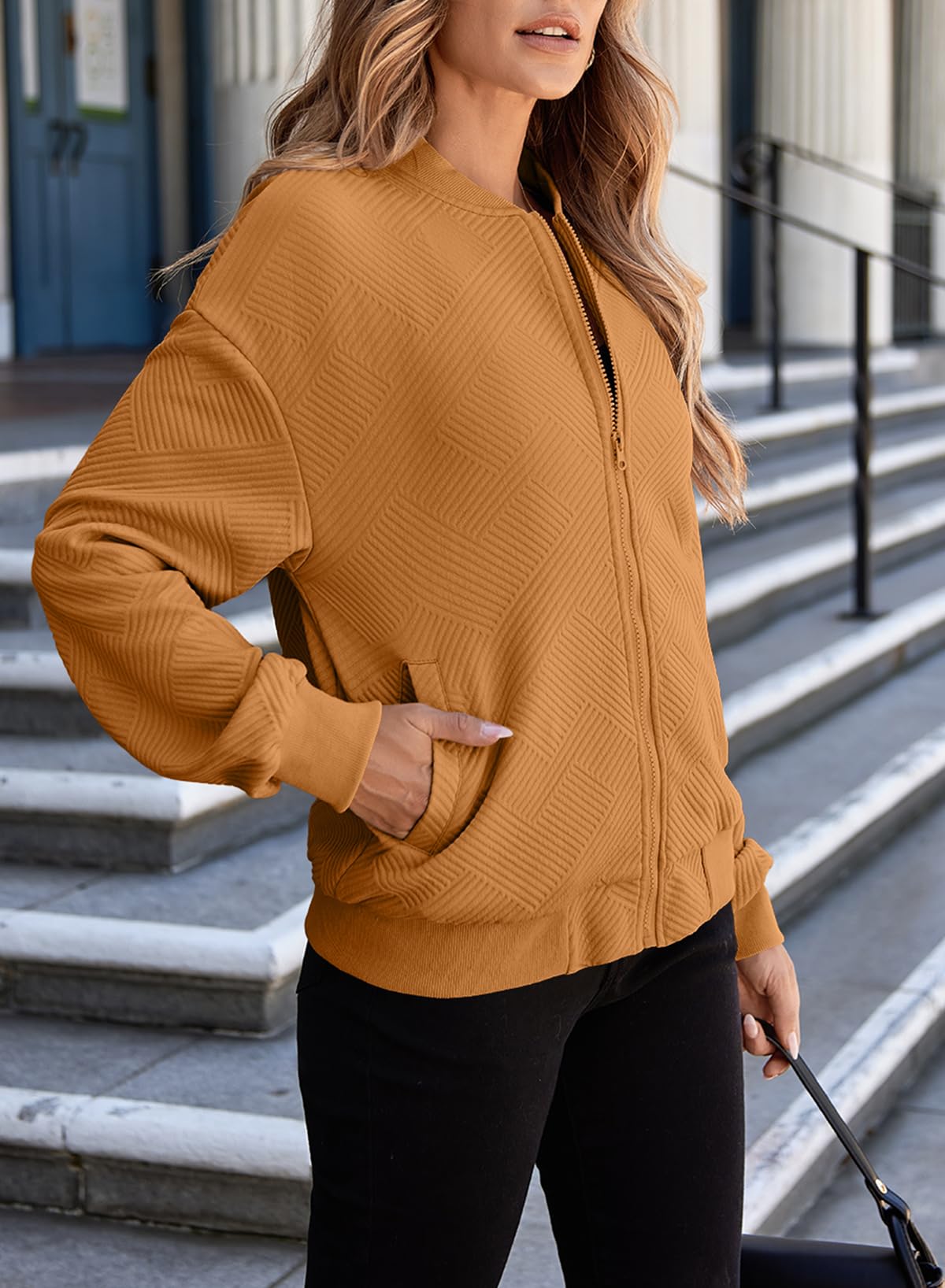 Foto 4 pulgar | Chaqueta Evaless Tipo Bomber Corta Para Mujer, Ligera, Color Camel, Talla M - Venta Internacional.