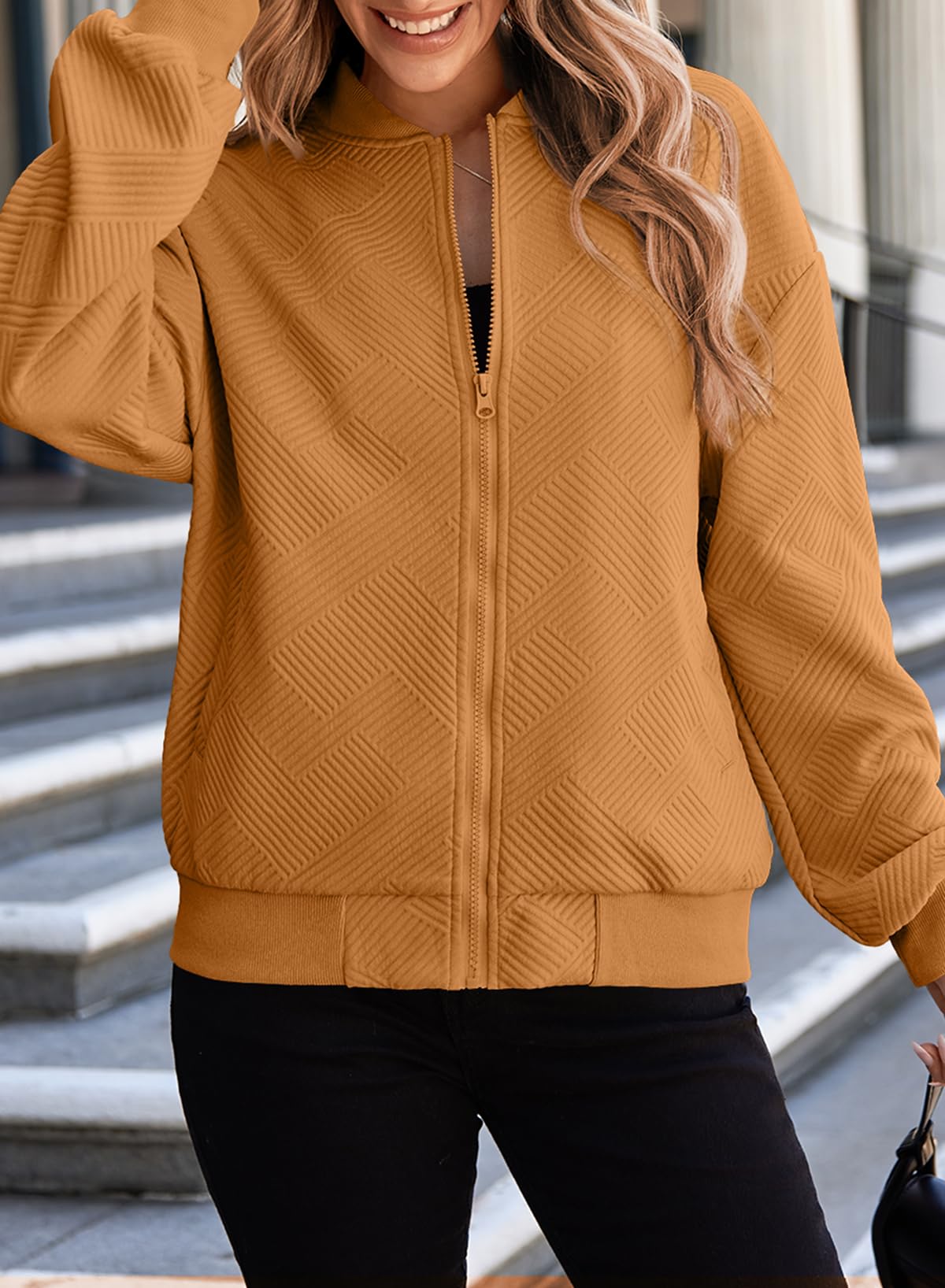 Foto 5 pulgar | Chaqueta Evaless Tipo Bomber Corta Para Mujer, Ligera, Color Camel, Talla M - Venta Internacional.