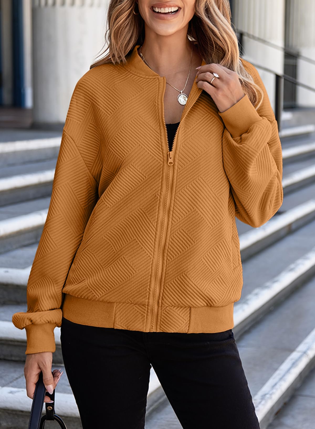 Foto 6 pulgar | Chaqueta Evaless Tipo Bomber Corta Para Mujer, Ligera, Color Camel, Talla M - Venta Internacional.