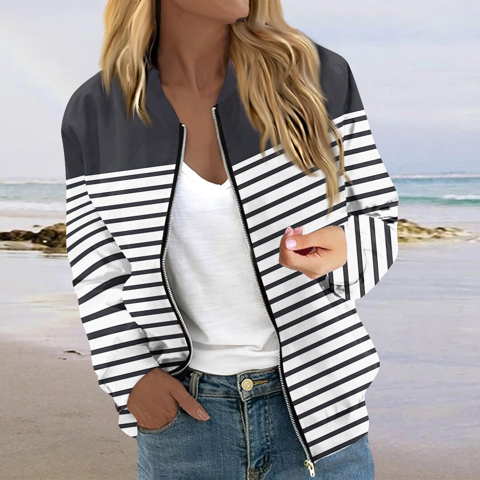 Foto 3 pulgar | Chaqueta Cotecram Lightning Deals Prime Para Mujer, Color Gris Oscuro, Talla L - Venta Internacional.