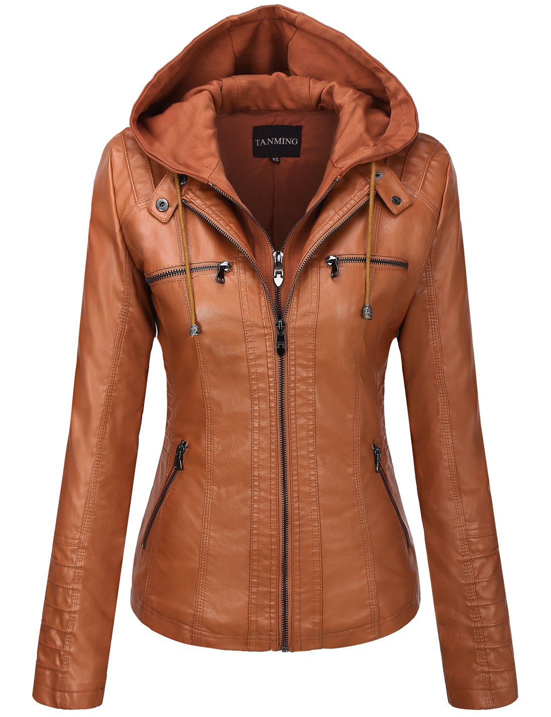 Foto 2 pulgar | Chaqueta Tanming De Piel Sintética Con Capucha Extraíble Para Mujer - Venta Internacional.