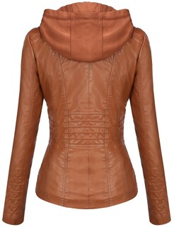 Foto 2 | Chaqueta Tanming De Piel Sintética Con Capucha Extraíble Para Mujer - Venta Internacional.
