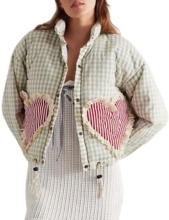 Foto 1 | Chaqueta Yimoon Para Mujer, Corta, Acolchada, Acolchada, A Cuadros, Color Verde - Venta Internacional.