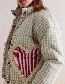 Foto 2 | Chaqueta Yimoon Para Mujer, Corta, Acolchada, Acolchada, A Cuadros, Color Verde - Venta Internacional.