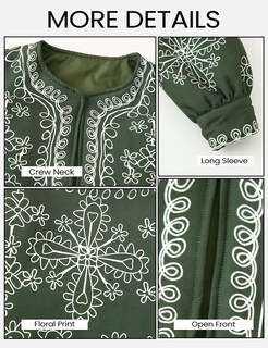 Foto 6 | Chaqueta Acolchada Yimoon Ligera Con Estampado Floral Para Mujer, Color Verde - Venta Internacional.