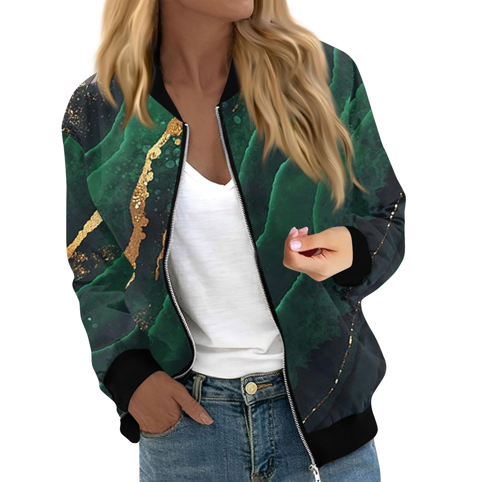 Foto 2 pulgar | Chaqueta Bomber Cotecram Prime Para Mujer, Forro Polar Grueso, Color Verde Xxl - Venta Internacional.
