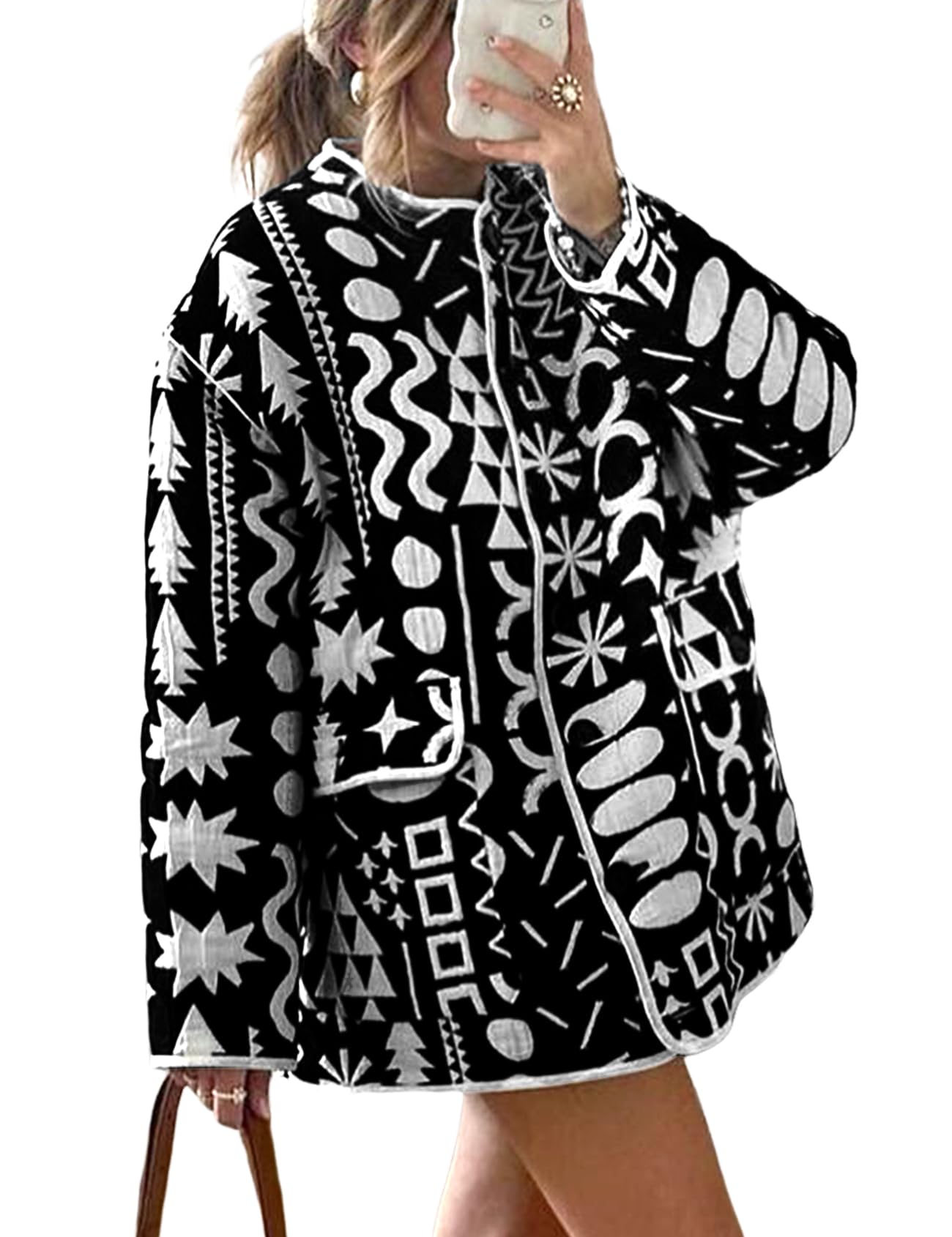 Foto 2 pulgar | Chaqueta Acolchada Yimoon Con Estampado Floral Ligero Para Mujer - Venta Internacional.