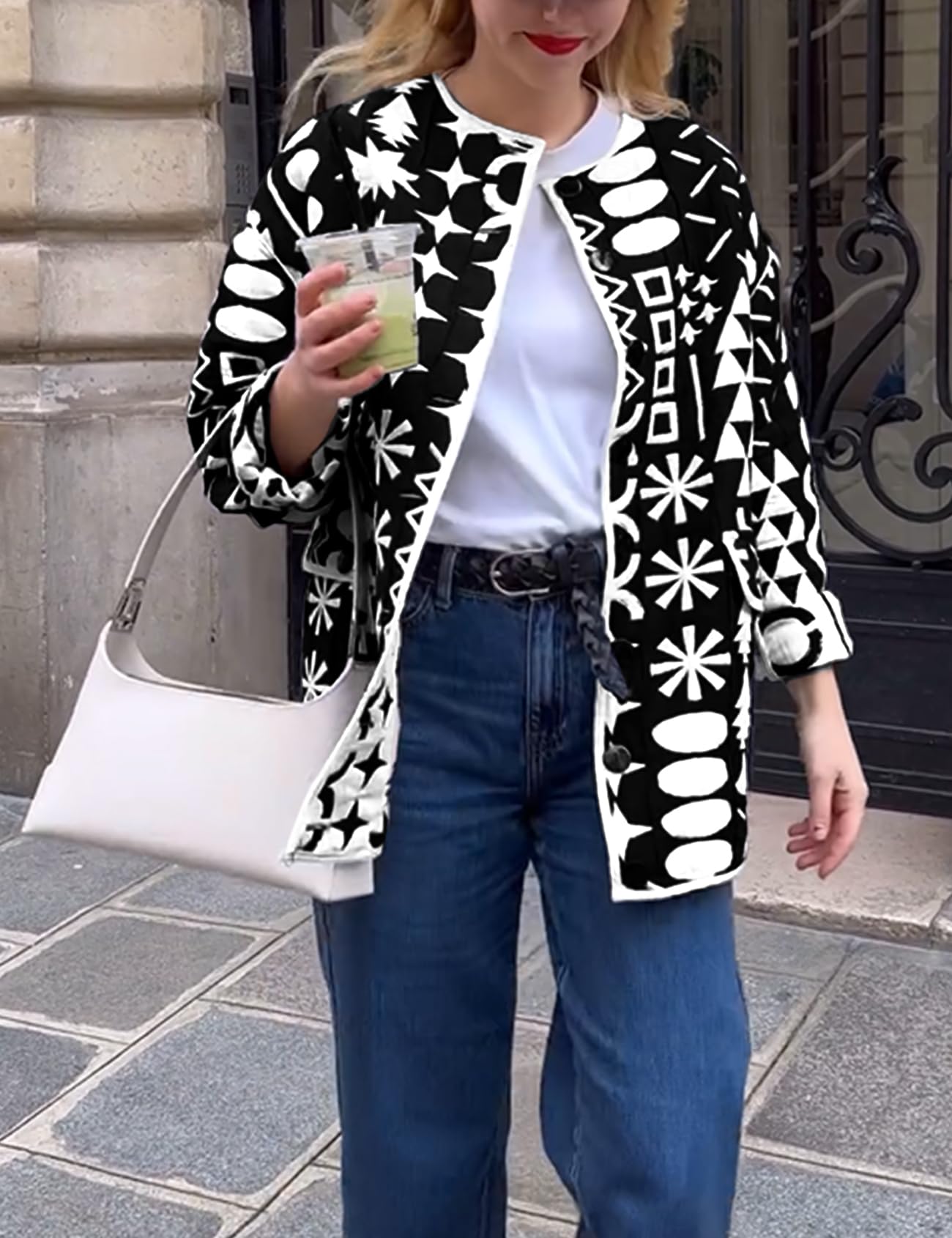 Foto 2 | Chaqueta Acolchada Yimoon Con Estampado Floral Ligero Para Mujer - Venta Internacional.