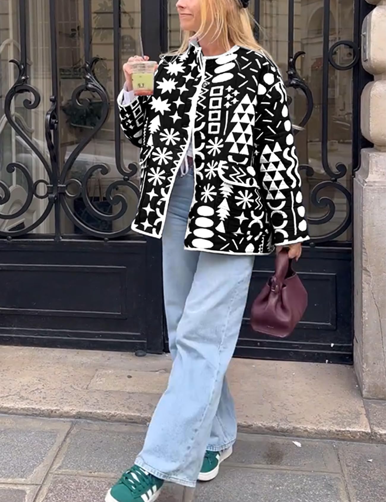 Foto 4 pulgar | Chaqueta Acolchada Yimoon Con Estampado Floral Ligero Para Mujer - Venta Internacional.