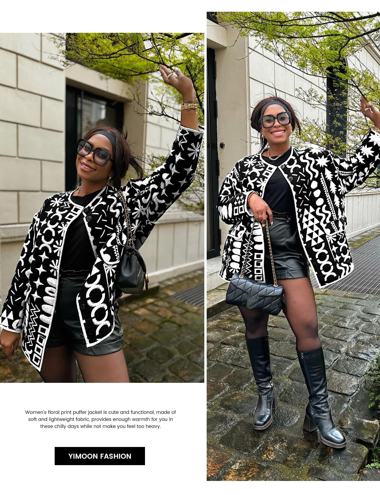 Foto 7 pulgar | Chaqueta Acolchada Yimoon Con Estampado Floral Ligero Para Mujer - Venta Internacional.