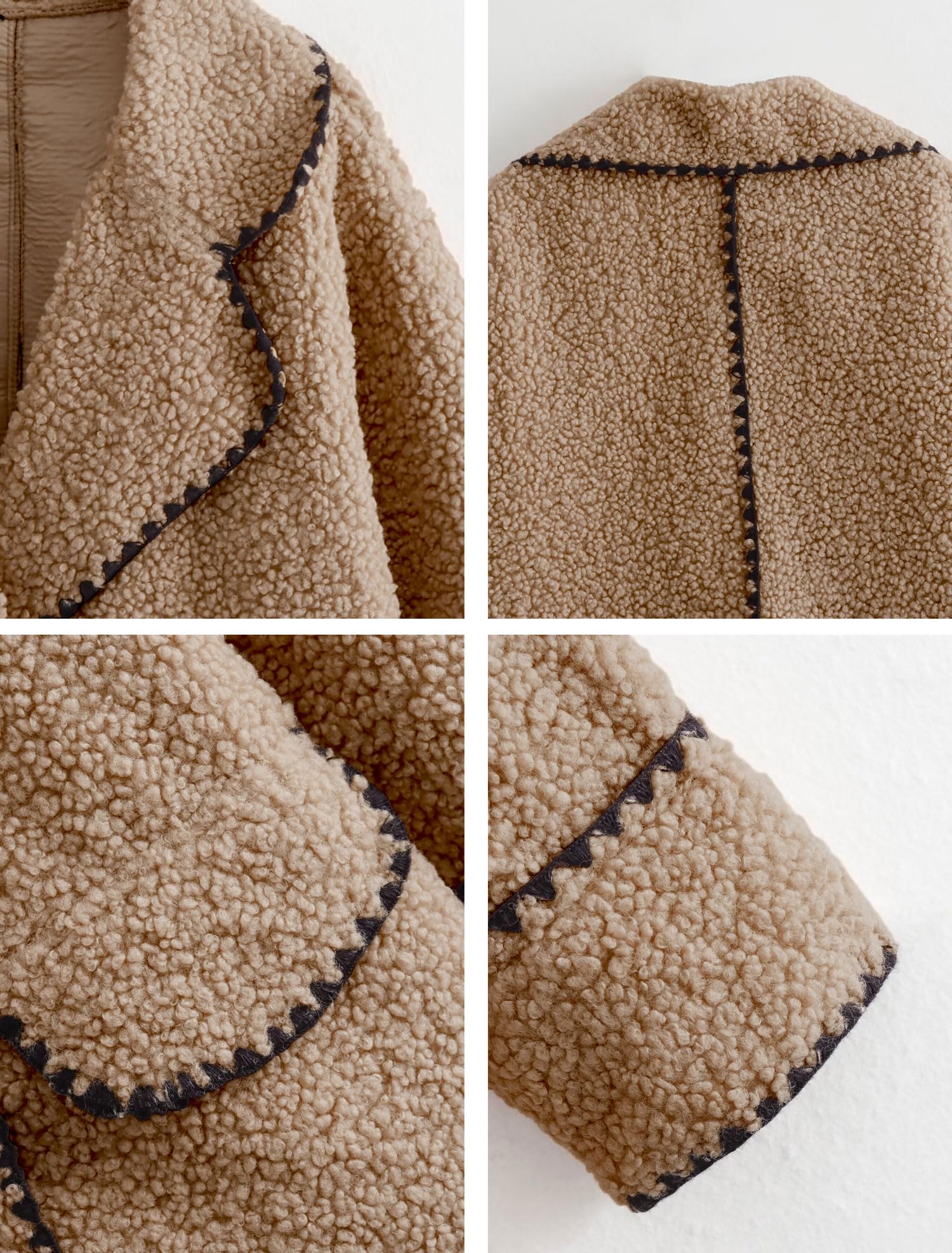 Foto 7 pulgar | Chaqueta Chouyatou De Piel Sintética Sherpa Bordada En Invierno Para Mujer - Venta Internacional.
