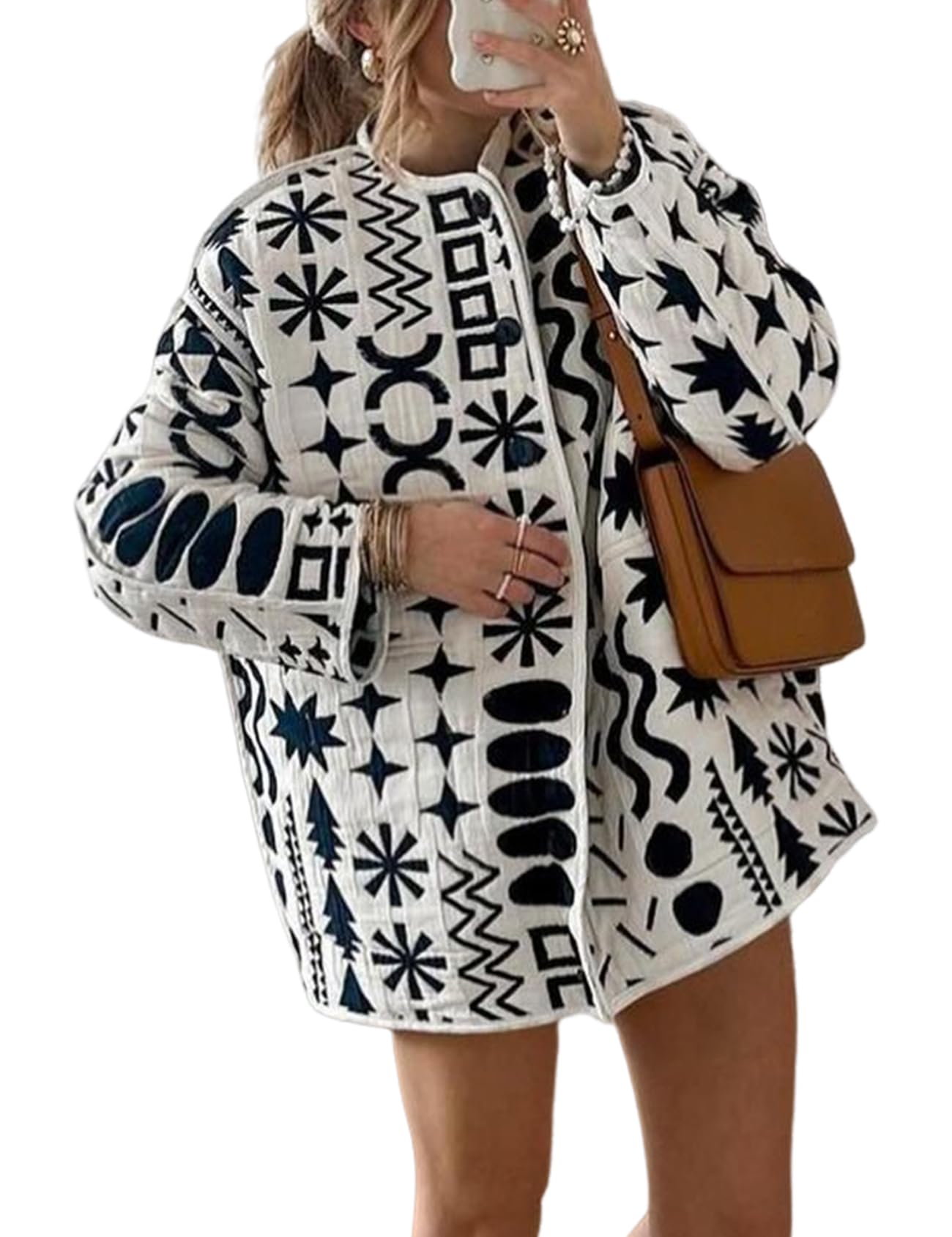 Foto 2 pulgar | Chaqueta Yimoon Acolchada Ligera Con Estampado Floral Para Mujer - Venta Internacional.
