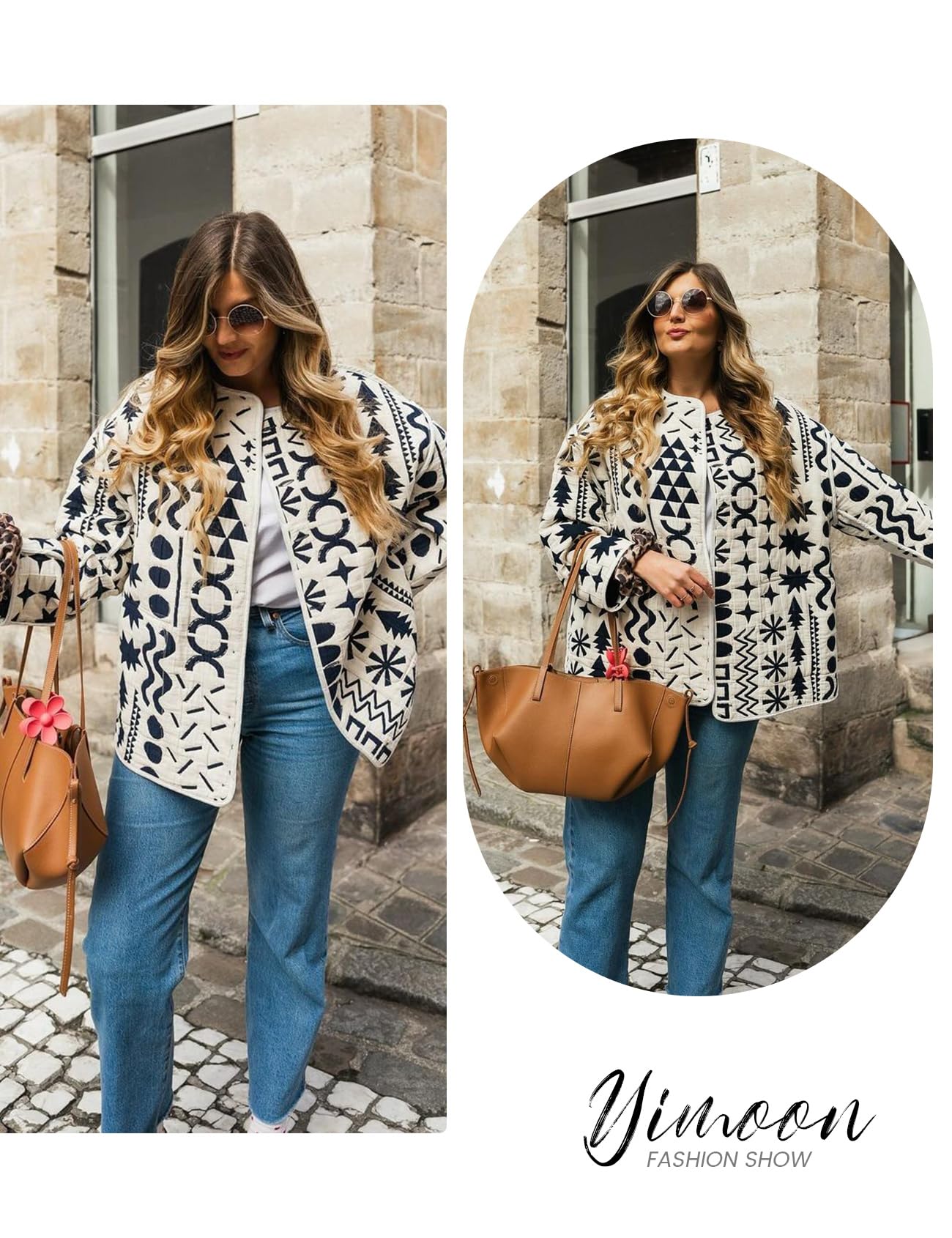 Foto 6 pulgar | Chaqueta Yimoon Acolchada Ligera Con Estampado Floral Para Mujer - Venta Internacional.