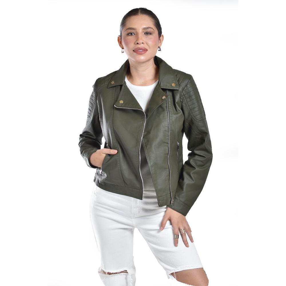 Foto 2 pulgar | Chamarra Estilo Biker Roman Fashion /juvenil, 7409 (verde) Verde Oscuro